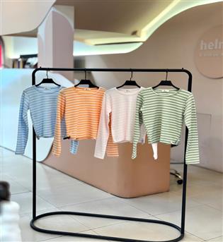 بلوز یقه گرد راه راه رنگی604