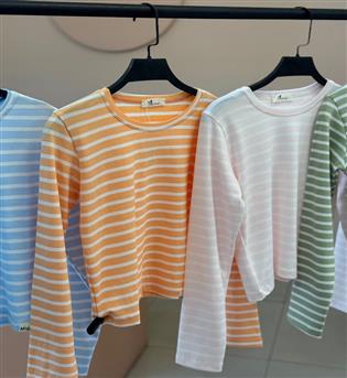 بلوز یقه گرد راه راه رنگی604