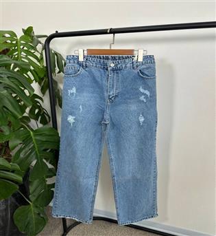 شلوار نیم بگ آبی سایز بزرگ کد 21312