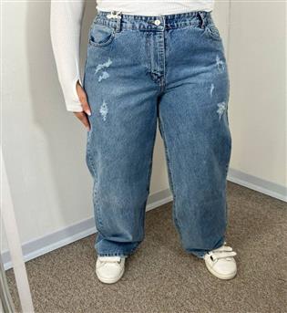 شلوار نیم بگ آبی سایز بزرگ کد 21312