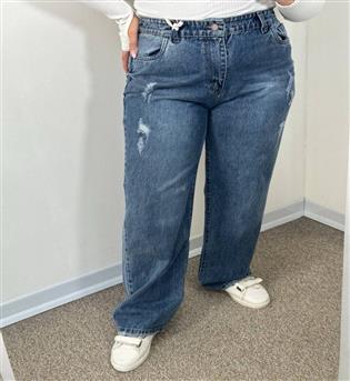 شلوار نیم بگ آبی سایز بزرگ کد 40041