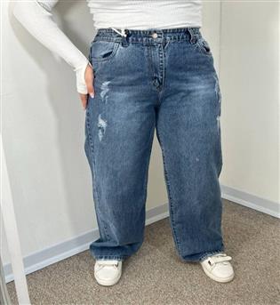 شلوار نیم بگ آبی سایز بزرگ کد 40041