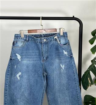 شلوار واید استریت سایز بزرگ آبی کد 21216