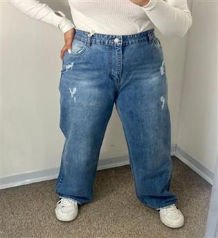 شلوار واید استریت سایز بزرگ آبی کد 21216