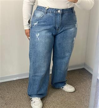 شلوار واید استریت سایز بزرگ آبی کد 21216