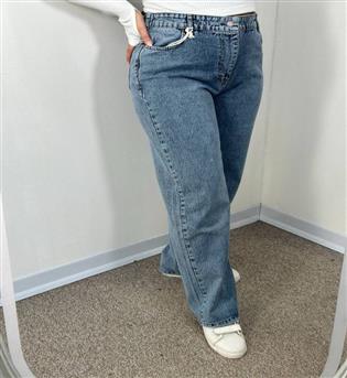 شلوار نیم بگ سایز بزرگ آبی کد 21326