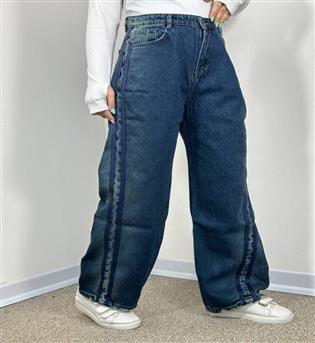 شلوار بگ آبی اریب کد 23189 E5