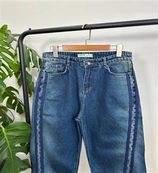 شلوار بگ آبی اریب کد 23189 E5