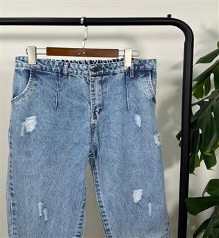 شلوار مام استایل آبی کد 4154