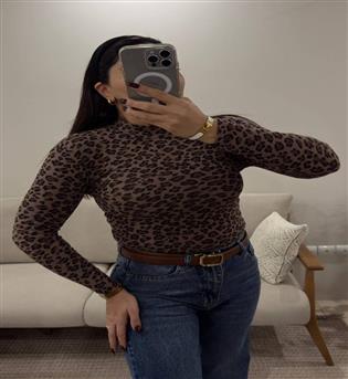 بلوز یقه ایستاده پلنگی