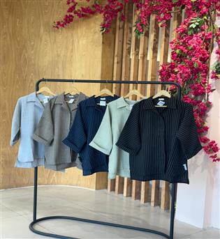 شومیز راه راه دکمه مخفی رامونا