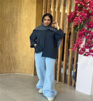 شومیز راه راه دکمه مخفی رامونا