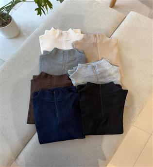 بلوز کش بافت نیم زیپ