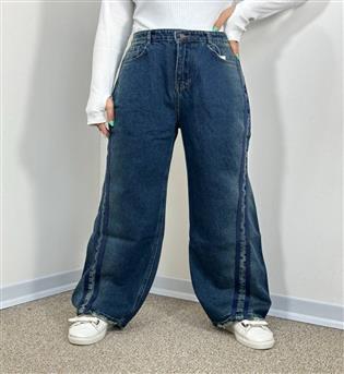 شلوار بگ آبی اریب کد 23189 E5