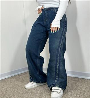 شلوار بگ آبی اریب کد 23189 E5