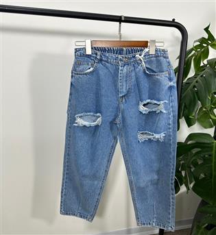 شلوار مام استایل آبی کد 6365