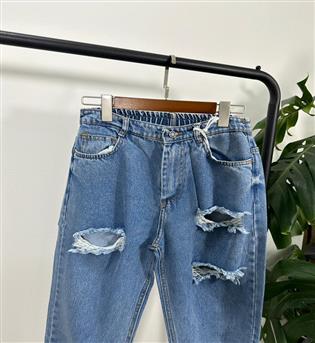 شلوار مام استایل آبی کد 6365